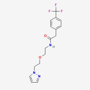 molecular formula C16H18F3N3O2 B2390962 N-(2-(2-(1H-pyrazol-1-yl)ethoxy)ethyl)-2-(4-(trifluoromethyl)phenyl)acetamide CAS No. 2034537-08-9