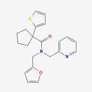 molecular formula C21H22N2O2S B2390965 N-(furan-2-ylmethyl)-N-(pyridin-2-ylmethyl)-1-(thiophen-2-yl)cyclopentanecarboxamide CAS No. 1286699-11-3