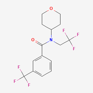 molecular formula C15H15F6NO2 B2391001 N-(tetrahydro-2H-pyran-4-yl)-N-(2,2,2-trifluoroethyl)-3-(trifluoromethyl)benzamide CAS No. 1396858-88-0