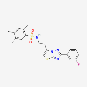 N-(2-(2-(3-fluorophenyl)thiazolo[3,2-b][1,2,4]triazol-6-yl)ethyl)-2,4,5-trimethylbenzenesulfonamide