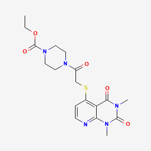 Ethyl 4-(2-((1,3-dimethyl-2,4-dioxo-1,2,3,4-tetrahydropyrido[2,3-d]pyrimidin-5-yl)thio)acetyl)piperazine-1-carboxylate