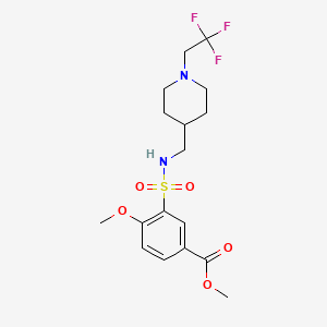 molecular formula C17H23F3N2O5S B2391099 Methyl 4-methoxy-3-({[1-(2,2,2-trifluoroethyl)piperidin-4-yl]methyl}sulfamoyl)benzoate CAS No. 2309588-92-7