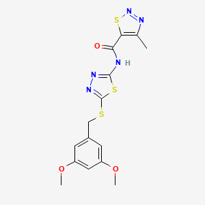 N-(5-((3,5-dimethoxybenzyl)thio)-1,3,4-thiadiazol-2-yl)-4-methyl-1,2,3-thiadiazole-5-carboxamide
