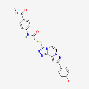 molecular formula C24H20N6O4S B2391185 METHYL 4-[(2-{[9-(4-METHOXYPHENYL)PYRAZOLO[1,5-A][1,2,4]TRIAZOLO[3,4-C]PYRAZIN-3-YL]SULFANYL}ACETYL)AMINO]BENZOATE CAS No. 1207025-31-7