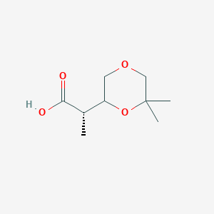 molecular formula C9H16O4 B2391196 (2S)-2-(6,6-Dimethyl-1,4-dioxan-2-yl)propanoic acid CAS No. 2248220-97-3