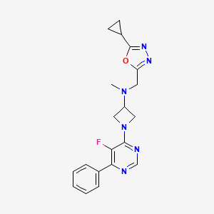 molecular formula C20H21FN6O B2391197 N-[(5-Cyclopropyl-1,3,4-oxadiazol-2-yl)methyl]-1-(5-fluoro-6-phenylpyrimidin-4-yl)-N-methylazetidin-3-amine CAS No. 2379986-33-9
