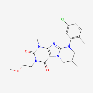 molecular formula C20H24ClN5O3 B2391330 9-(5-chloro-2-methylphenyl)-3-(2-methoxyethyl)-1,7-dimethyl-1H,2H,3H,4H,6H,7H,8H,9H-pyrimido[1,2-g]purine-2,4-dione CAS No. 877617-43-1