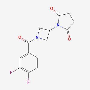 molecular formula C14H12F2N2O3 B2391340 1-[1-(3,4-Difluorobenzoyl)azetidin-3-yl]pyrrolidine-2,5-dione CAS No. 1904131-92-5