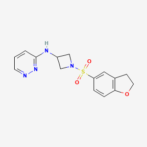 molecular formula C15H16N4O3S B2391358 N-[1-(2,3-dihydro-1-benzofuran-5-sulfonyl)azetidin-3-yl]pyridazin-3-amine CAS No. 2097908-93-3