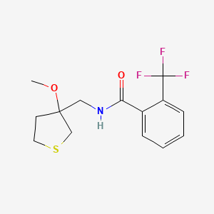 molecular formula C14H16F3NO2S B2391378 N-[(3-METHOXYTHIOLAN-3-YL)METHYL]-2-(TRIFLUOROMETHYL)BENZAMIDE CAS No. 1448053-24-4