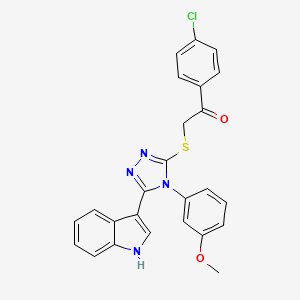 2-((5-(1H-indol-3-yl)-4-(3-methoxyphenyl)-4H-1,2,4-triazol-3-yl)thio)-1-(4-chlorophenyl)ethanone