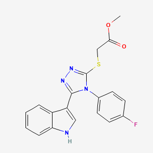 molecular formula C19H15FN4O2S B2391499 methyl 2-((4-(4-fluorophenyl)-5-(1H-indol-3-yl)-4H-1,2,4-triazol-3-yl)thio)acetate CAS No. 852167-72-7