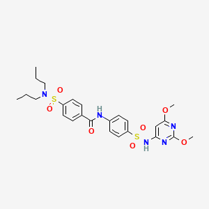 molecular formula C25H31N5O7S2 B2391517 N-{4-[(2,6-dimethoxypyrimidin-4-yl)sulfamoyl]phenyl}-4-(dipropylsulfamoyl)benzamide CAS No. 320369-10-6