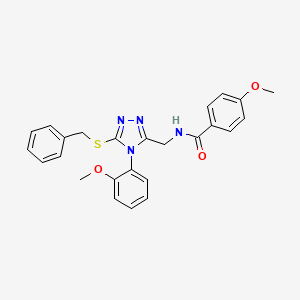 molecular formula C25H24N4O3S B2391541 N-((5-(benzylthio)-4-(2-methoxyphenyl)-4H-1,2,4-triazol-3-yl)methyl)-4-methoxybenzamide CAS No. 476450-46-1