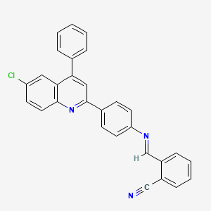 (E)-2-(((4-(6-chloro-4-phenylquinolin-2-yl)phenyl)imino)methyl)benzonitrile