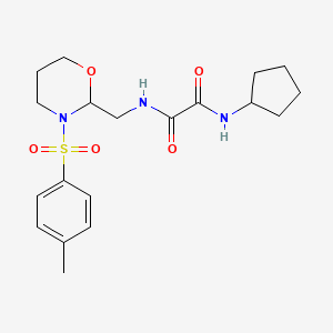 molecular formula C19H27N3O5S B2391584 N1-cyclopentyl-N2-((3-tosyl-1,3-oxazinan-2-yl)methyl)oxalamide CAS No. 869071-26-1