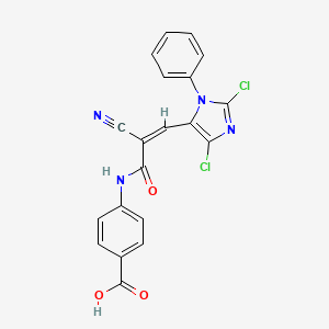 molecular formula C20H12Cl2N4O3 B2391619 4-[[(Z)-2-cyano-3-(2,5-dichloro-3-phenylimidazol-4-yl)prop-2-enoyl]amino]benzoic acid CAS No. 1223872-49-8