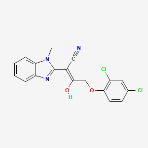 (E)-4-(2,4-dichlorophenoxy)-2-(1-methyl-1H-benzo[d]imidazol-2(3H)-ylidene)-3-oxobutanenitrile