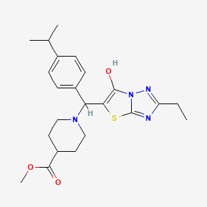 Methyl 1-((2-ethyl-6-hydroxythiazolo[3,2-b][1,2,4]triazol-5-yl)(4-isopropylphenyl)methyl)piperidine-4-carboxylate