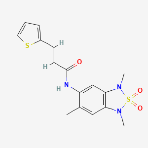 molecular formula C16H17N3O3S2 B2391655 (E)-3-(thiophen-2-yl)-N-(1,3,6-trimethyl-2,2-dioxido-1,3-dihydrobenzo[c][1,2,5]thiadiazol-5-yl)acrylamide CAS No. 2035018-33-6