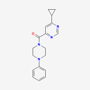molecular formula C18H20N4O B2391659 4-Cyclopropyl-6-(4-phenylpiperazine-1-carbonyl)pyrimidine CAS No. 2415519-94-5