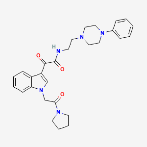 molecular formula C28H33N5O3 B2391669 2-oxo-2-(1-(2-oxo-2-(pyrrolidin-1-yl)ethyl)-1H-indol-3-yl)-N-(2-(4-phenylpiperazin-1-yl)ethyl)acetamide CAS No. 887219-73-0