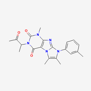 molecular formula C21H23N5O3 B2391675 4,7,8-Trimethyl-6-(3-methylphenyl)-2-(3-oxobutan-2-yl)purino[7,8-a]imidazole-1,3-dione CAS No. 878717-78-3