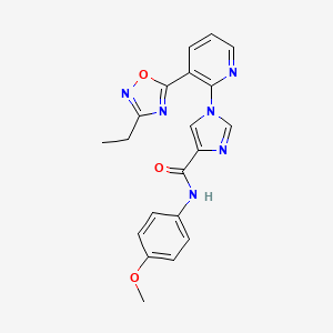 molecular formula C20H18N6O3 B2391678 1-[3-(3-ethyl-1,2,4-oxadiazol-5-yl)-2-pyridyl]-N~4~-(4-methoxyphenyl)-1H-imidazole-4-carboxamide CAS No. 1251626-66-0