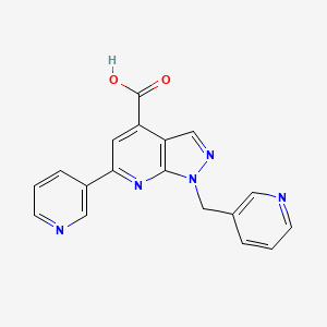 molecular formula C18H13N5O2 B2391681 6-(pyridin-3-yl)-1-(pyridin-3-ylmethyl)-1H-pyrazolo[3,4-b]pyridine-4-carboxylic acid CAS No. 929974-39-0