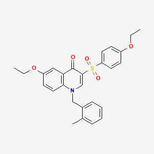 molecular formula C27H27NO5S B2391682 6-Ethoxy-3-(4-ethoxyphenyl)sulfonyl-1-[(2-methylphenyl)methyl]quinolin-4-one CAS No. 866340-38-7
