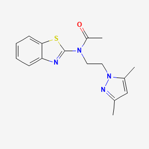 molecular formula C16H18N4OS B2391698 N-(1,3-benzothiazol-2-yl)-N-[2-(3,5-dimethyl-1H-pyrazol-1-yl)ethyl]acetamide CAS No. 1171705-53-5