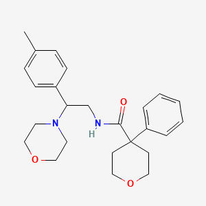 molecular formula C25H32N2O3 B2391707 N-(2-morpholino-2-(p-tolyl)ethyl)-4-phenyltetrahydro-2H-pyran-4-carboxamide CAS No. 1210376-09-2