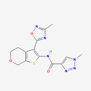 molecular formula C14H14N6O3S B2391710 1-methyl-N-[3-(3-methyl-1,2,4-oxadiazol-5-yl)-4H,5H,7H-thieno[2,3-c]pyran-2-yl]-1H-1,2,3-triazole-4-carboxamide CAS No. 1788677-94-0