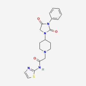 molecular formula C19H21N5O3S B2391718 2-(4-(2,4-dioxo-3-phenylimidazolidin-1-yl)piperidin-1-yl)-N-(thiazol-2-yl)acetamide CAS No. 2034512-61-1