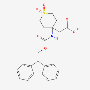 molecular formula C22H23NO6S B2391725 2-[4-(9H-Fluoren-9-ylmethoxycarbonylamino)-1,1-dioxothian-4-yl]acetic acid CAS No. 2137774-75-3