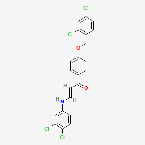 molecular formula C22H15Cl4NO2 B2391731 (E)-3-(3,4-dichloroanilino)-1-[4-[(2,4-dichlorophenyl)methoxy]phenyl]prop-2-en-1-one CAS No. 478033-93-1