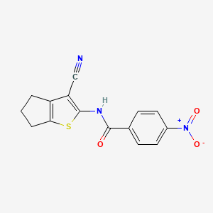 molecular formula C15H11N3O3S B2391732 N-(3-cyano-5,6-dihydro-4H-cyclopenta[b]thiophen-2-yl)-4-nitrobenzamide CAS No. 313662-43-0