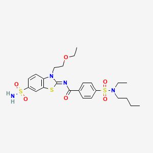 molecular formula C24H32N4O6S3 B2391750 4-[butyl(ethyl)sulfamoyl]-N-[(2Z)-3-(2-ethoxyethyl)-6-sulfamoyl-2,3-dihydro-1,3-benzothiazol-2-ylidene]benzamide CAS No. 865174-07-8