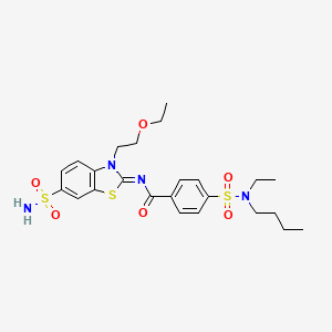 molecular formula C24H32N4O6S3 B2391750 4-[butyl(ethyl)sulfamoyl]-N-[3-(2-ethoxyethyl)-6-sulfamoyl-1,3-benzothiazol-2-ylidene]benzamide CAS No. 865174-07-8