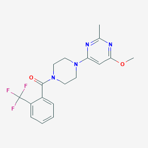 molecular formula C18H19F3N4O2 B2391751 (4-(6-Methoxy-2-methylpyrimidin-4-yl)piperazin-1-yl)(2-(trifluoromethyl)phenyl)methanone CAS No. 946323-67-7