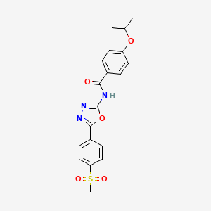 molecular formula C19H19N3O5S B2391760 4-isopropoxy-N-(5-(4-(methylsulfonyl)phenyl)-1,3,4-oxadiazol-2-yl)benzamide CAS No. 886913-59-3