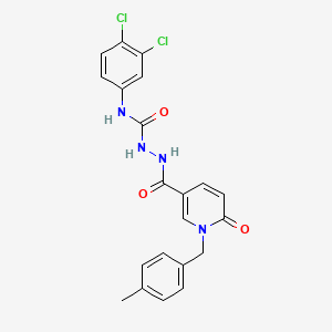 molecular formula C21H18Cl2N4O3 B2391771 N-(3,4-dichlorophenyl)-2-(1-(4-methylbenzyl)-6-oxo-1,6-dihydropyridine-3-carbonyl)hydrazinecarboxamide CAS No. 1105207-00-8