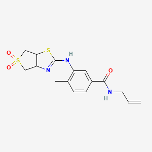molecular formula C16H19N3O3S2 B2391812 3-({5,5-dioxo-3aH,4H,6H,6aH-5lambda6-thieno[3,4-d][1,3]thiazol-2-yl}amino)-4-methyl-N-(prop-2-en-1-yl)benzamide CAS No. 902448-16-2