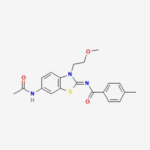 molecular formula C20H21N3O3S B2391816 N-[(2Z)-6-acetamido-3-(2-methoxyethyl)-2,3-dihydro-1,3-benzothiazol-2-ylidene]-4-methylbenzamide CAS No. 1006264-83-0