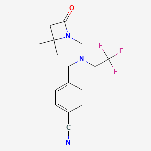 molecular formula C16H18F3N3O B2391826 4-({[(2,2-Dimethyl-4-oxoazetidin-1-yl)methyl](2,2,2-trifluoroethyl)amino}methyl)benzonitrile CAS No. 1394706-84-3
