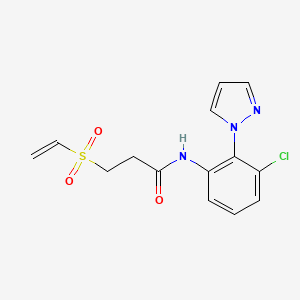 molecular formula C14H14ClN3O3S B2391831 N-(3-Chloro-2-pyrazol-1-ylphenyl)-3-ethenylsulfonylpropanamide CAS No. 2224207-80-9