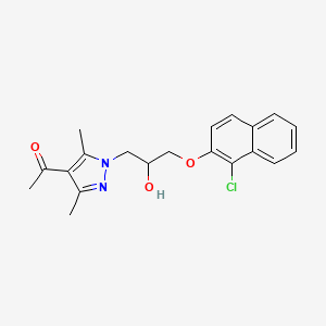 molecular formula C20H21ClN2O3 B2391848 1-(1-(3-((1-chloronaphthalen-2-yl)oxy)-2-hydroxypropyl)-3,5-dimethyl-1H-pyrazol-4-yl)ethanone CAS No. 890603-06-2