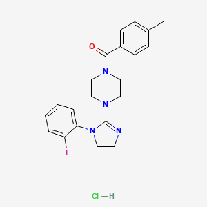 molecular formula C21H22ClFN4O B2391862 (4-(1-(2-fluorophenyl)-1H-imidazol-2-yl)piperazin-1-yl)(p-tolyl)methanone hydrochloride CAS No. 1189694-33-4