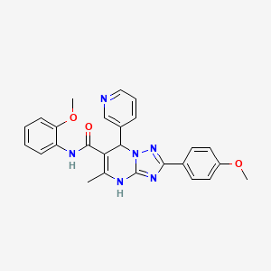 molecular formula C26H24N6O3 B2391868 N-(2-methoxyphenyl)-2-(4-methoxyphenyl)-5-methyl-7-(pyridin-3-yl)-4,7-dihydro-[1,2,4]triazolo[1,5-a]pyrimidine-6-carboxamide CAS No. 543680-37-1