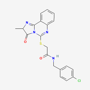 molecular formula C20H17ClN4O2S B2391881 N-(4-chlorobenzyl)-2-((2-methyl-3-oxo-2,3-dihydroimidazo[1,2-c]quinazolin-5-yl)thio)acetamide CAS No. 959538-25-1